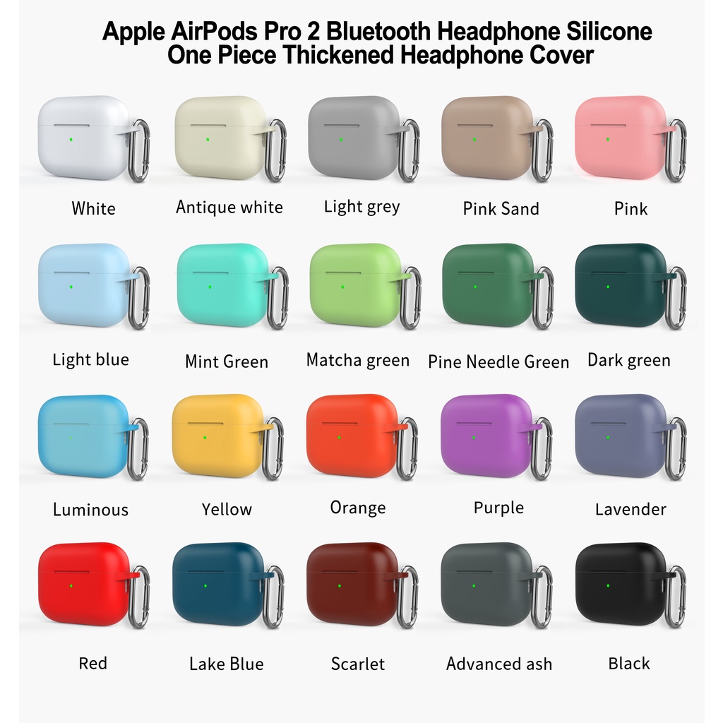 Vỏ Bảo Vệ Hộp Sạc Tai Nghe AirPods Pro 2 2022 / Pro2 Bằng Silicon + Móc Treo Tiện Dụng Chất Lượng Cao