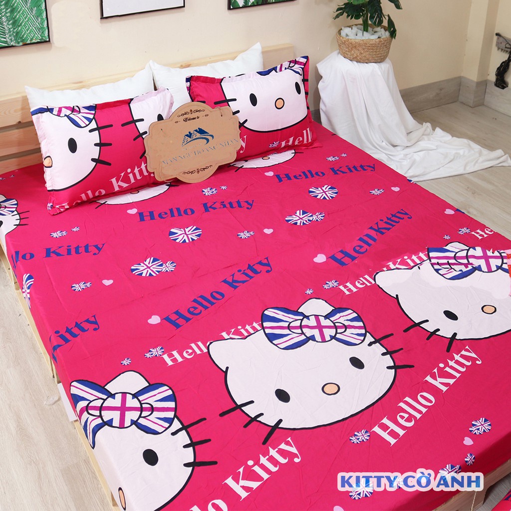 Bộ ga gối m6/m8/2m2 drap giường poly, ga trải giường + 2 vỏ gối nằm đơn giản kitty Bedding