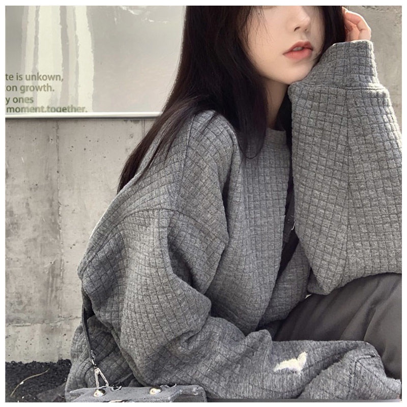 Áo sweater tay dài cổ tròn màu xám in chữ Hormones 2021 thời trang cho nữ | BigBuy360 - bigbuy360.vn