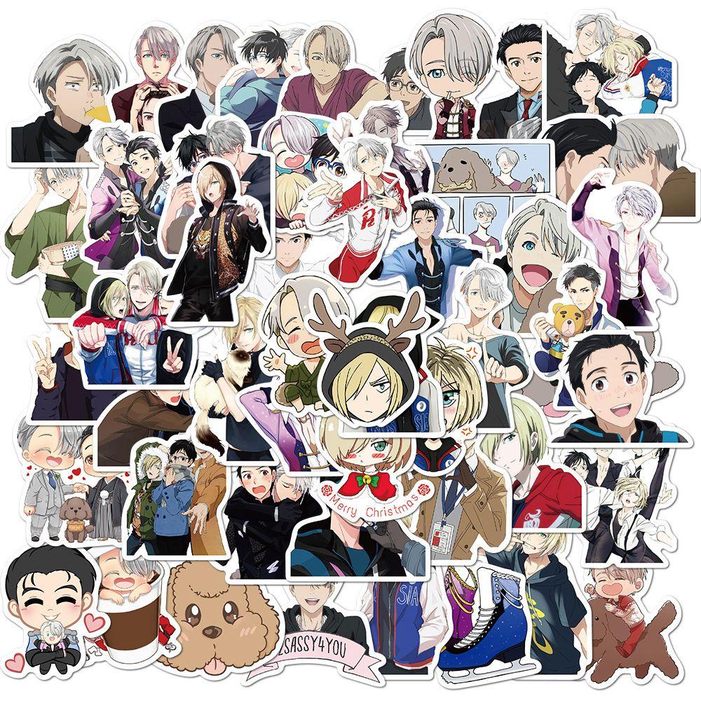 Miếng Dán Trang Trí Sổ Tay / Điện Thoại / Laptop Tự Dính Họa Tiết Hoạt Hình JARRED YURI on ICE DIY