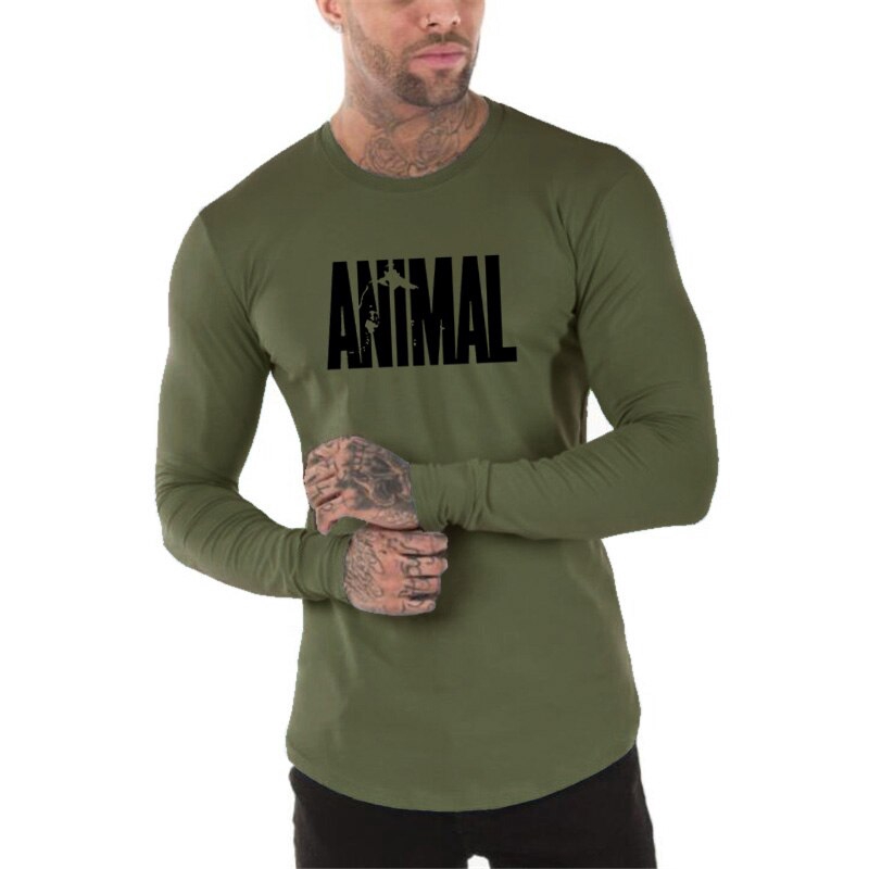 Men Breathable Sports Gyms Fashion Brand O-Neck Slim Fit Tshirt Casual Solid Workout Tee Top Long Sleeve T-shirt Sleeve Fitness