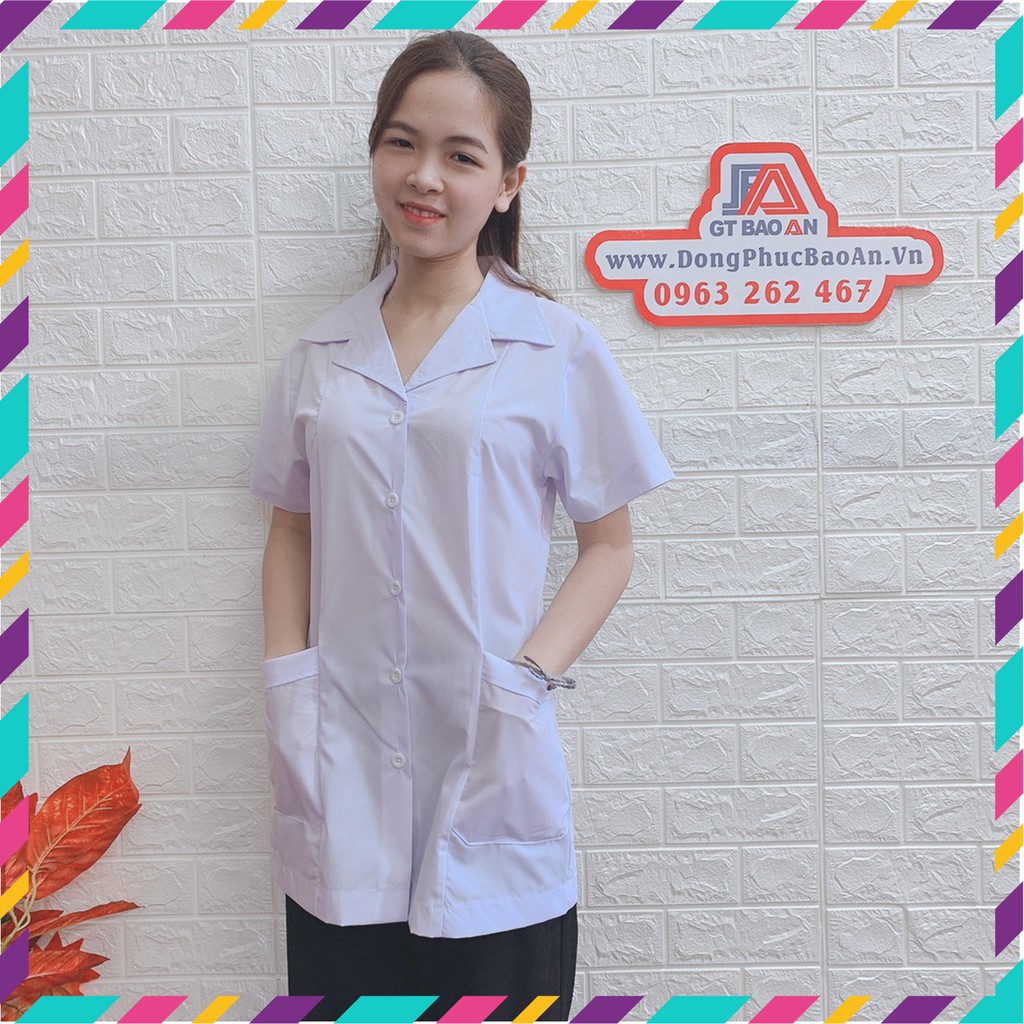 Áo Blouse Trắng Nữ Điều Dưỡng Ngắn Tay - Áo Bác Sĩ, Dược Sĩ