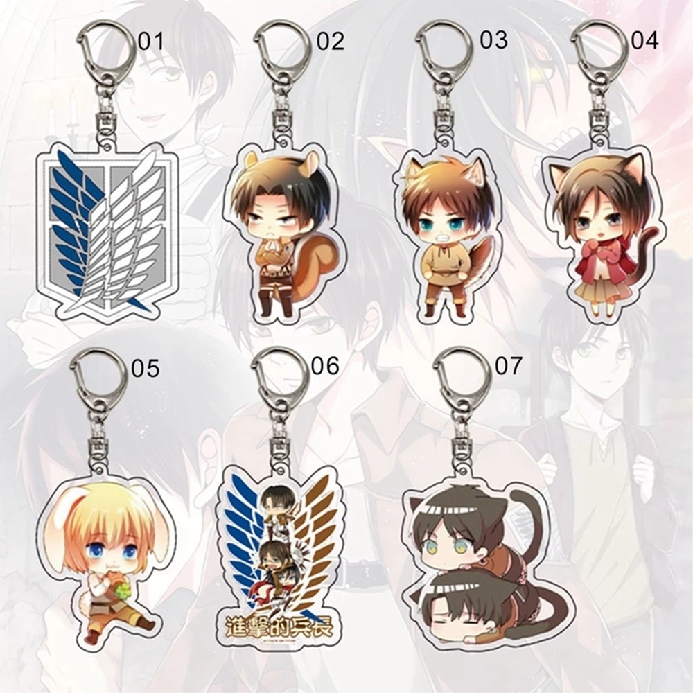 EPOCH Creative Attack on Titan Keychain Car Key Rings Double Sided Anime Attack on Titan Car Key Holder Bag Pendant Gift For Men Women Kid Key Rings Special Car Interior Accessories Acrylic