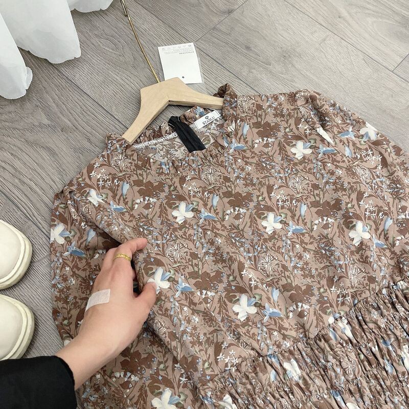 [Mã WASTXINH giảm 10% tối đa 15K đơn 99K] Váy hoa rúm eo cổ tròn vintage | BigBuy360 - bigbuy360.vn