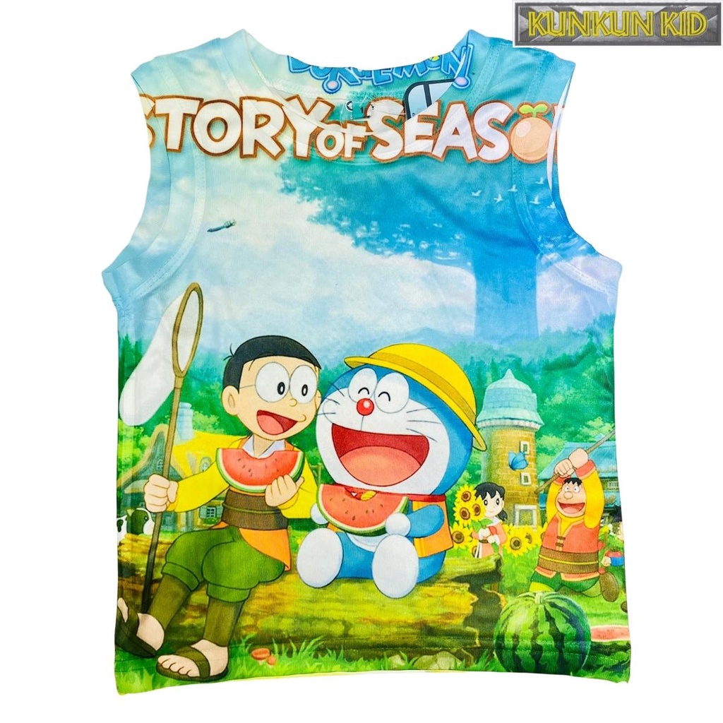Đồ bộ bé trai chất Thun lạnh in hình Doraemon size đại cho trẻ từ 10-40kg Kunkun Kid BL138