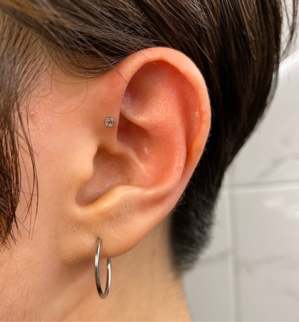 Khuyên môi mũi tai đá trắng 2mm JOLLY bằng thép y tế xỏ khuyên Piercing