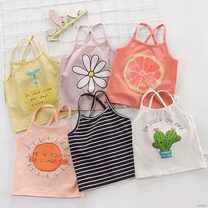 Áo Hai Dây In Họa Tiết Hoa Cúc Xinh Xắn Dành Cho Bé Gái 0-6 Tuổi