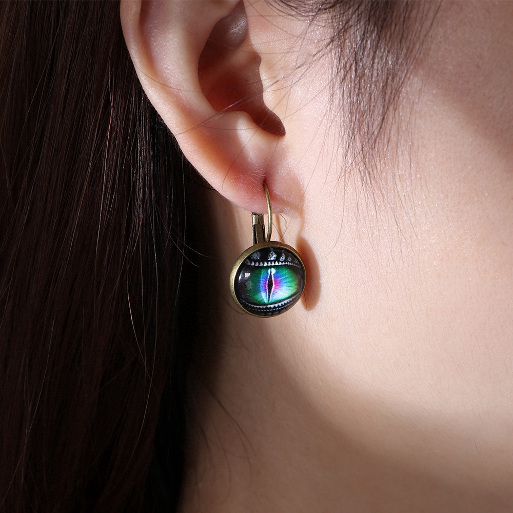 1 đôi khuyên tai hình mắt rồng kích thước 15mm thời trang nữ