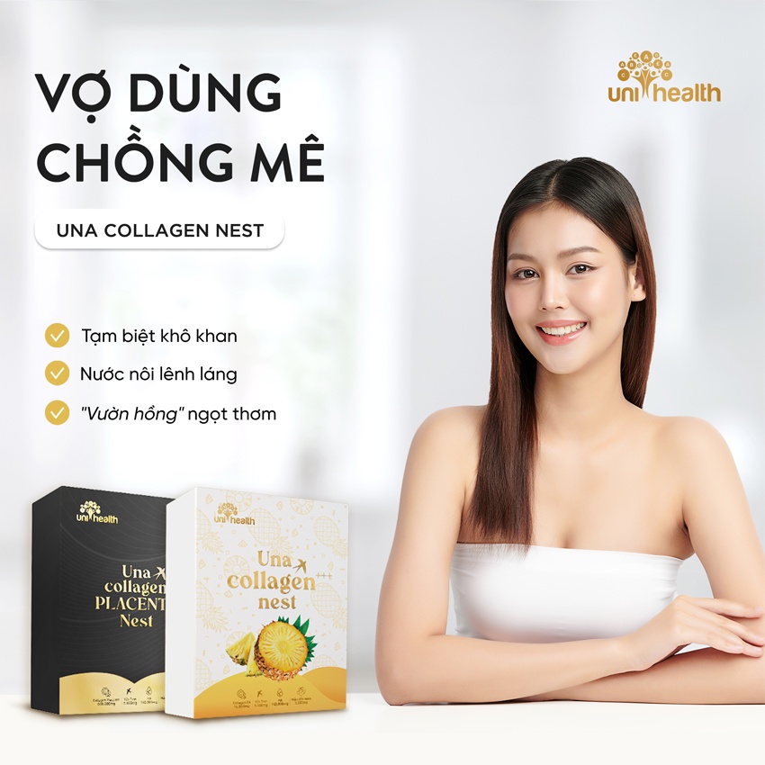 Combo 2 Hộp UNA COLLAGEN +++ NEST HẾT KHÔ HẠN, HỒI XUÂN, TRẺ HÓA VÀ GIẢM SẠM NÁM, TÀN NHANG
