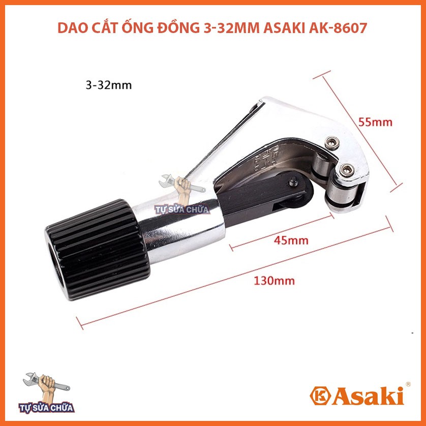 Dao cắt ống hạng nặng Asaki AK-8607 3-32mm siêu sắc loại xịn chuyên cắt ống đồng, nhôm, titan, inox