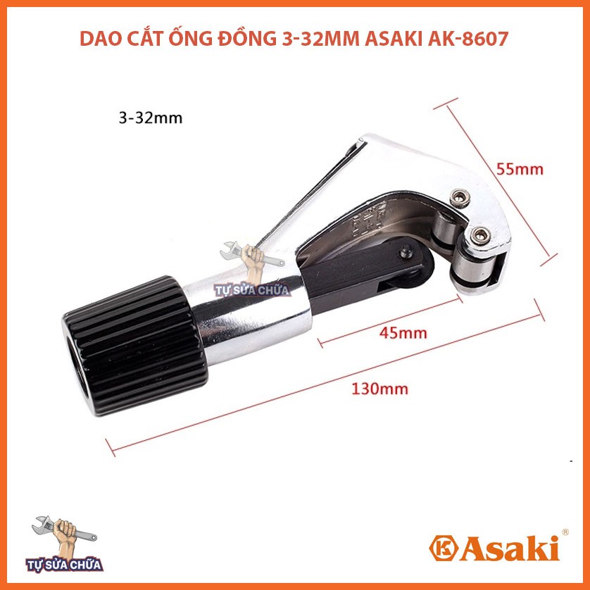 Dao cắt ống hạng nặng Asaki AK-8607 3-32mm siêu sắc loại xịn chuyên cắt  ống đồng, nhôm, titan, inox