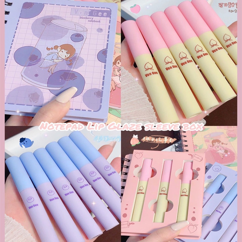 Bộ 3 Son Kem Lì Mịn Như Nhung Thiết Kế Hình Notebook Dễ Thương