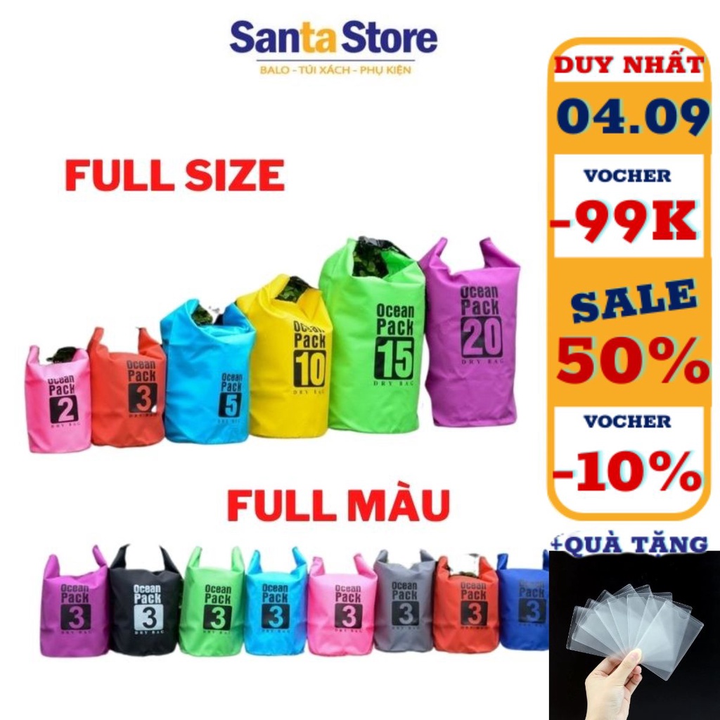 Túi chống nước đi biển balo đựng đồ bơi, điện thoại 7 inch, ví tiền có thể làm phao thời trang cao cấp SANTA STORE