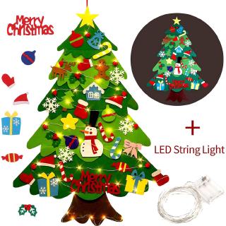 DIY Felt Christmas Tree With Ornaments String Light