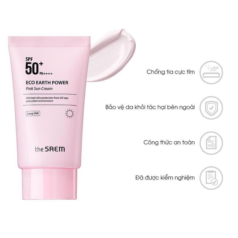 Kem Chống Nắng The Saem Eco Earth Power Sun Cream Bảo Vệ, Kiềm Dầu, Dưỡng Da Se Mịn Lỗ Chân Lông SPF50/PA+++