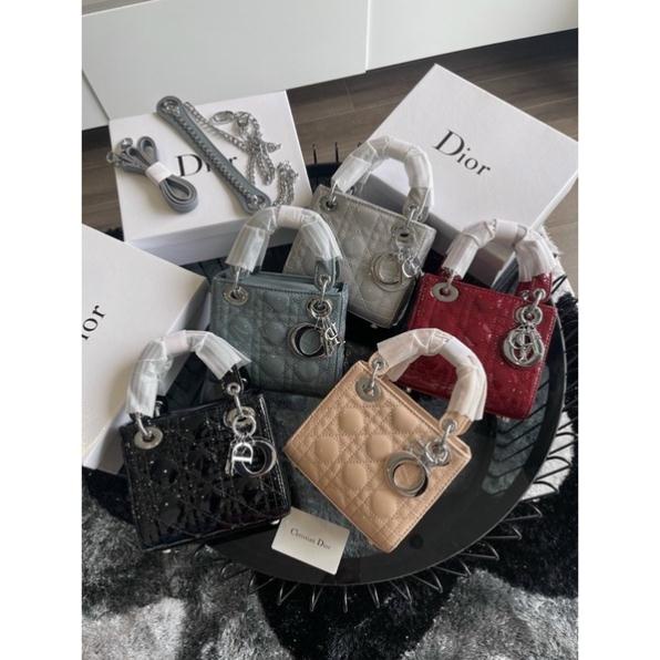 Túi chữ Đ vân 3 ô da bóng size 17 kèm hộp siêu sang hàng QC cao cấp