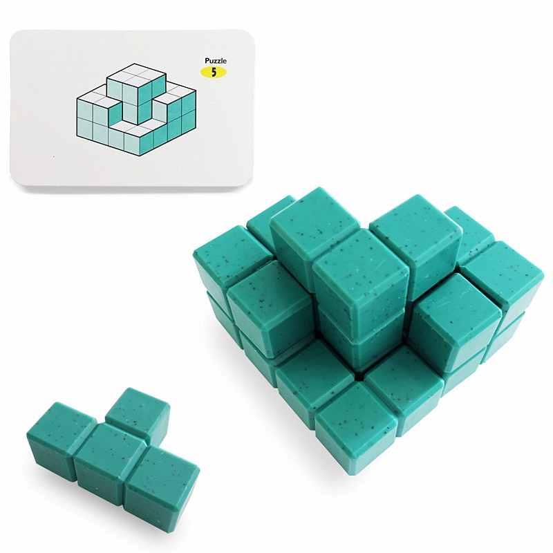 3D Children Adult Magic Cube Multi-color Wooden Soma Puzzle Educational Brain Teaser IQ Mind Game