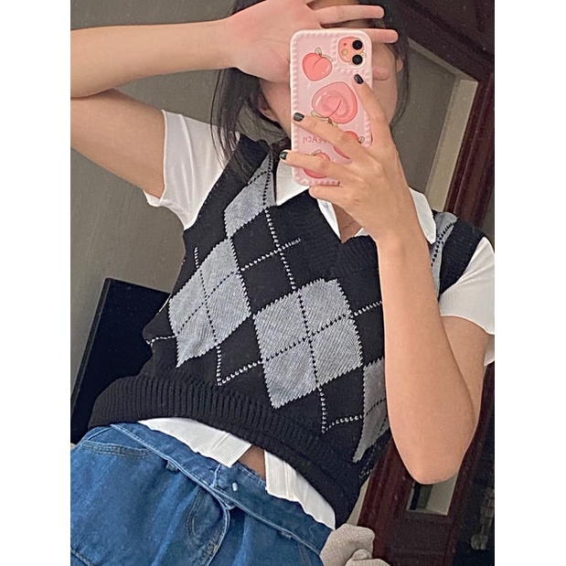 Áo gile croptop ô quả trám Rosé Rose hot trend 2021