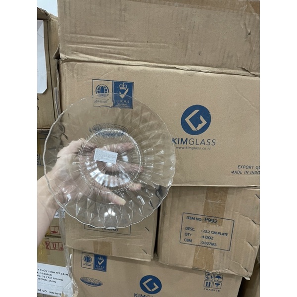 Set 2đĩa thuỷ tinh 9inch kim cương Kimglass(indo)
