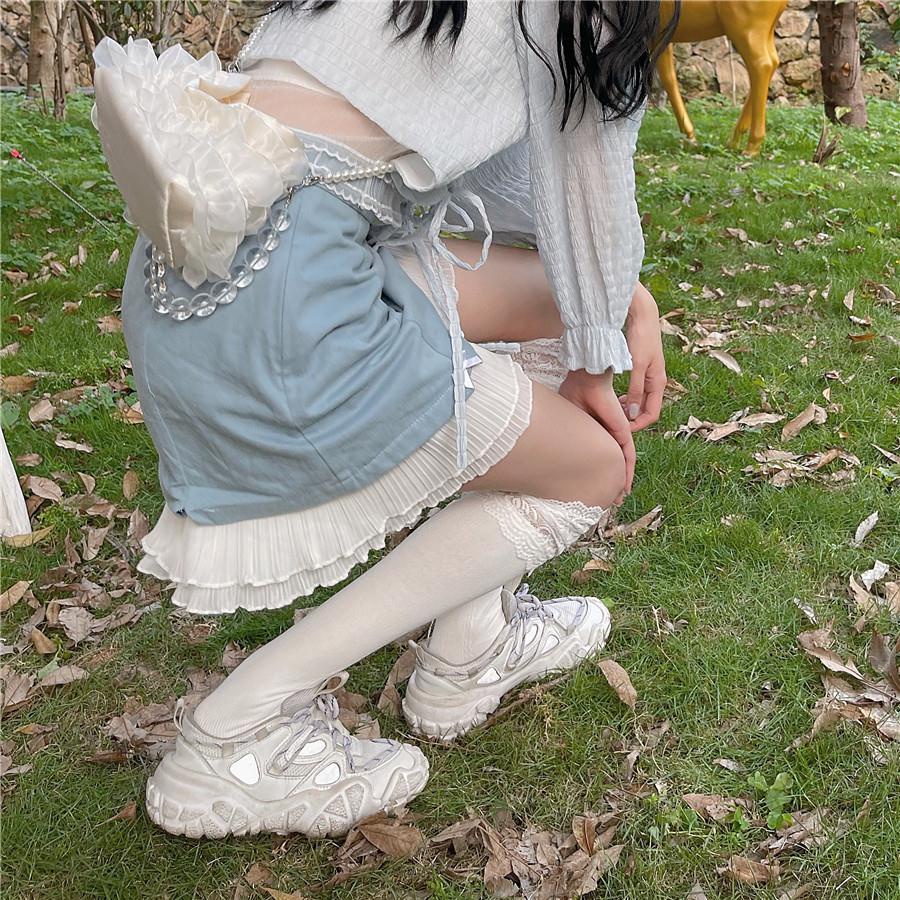 COZOK Chân Váy Lưng Cao Phối Nơ Xinh Xắn Dành Cho Nữ