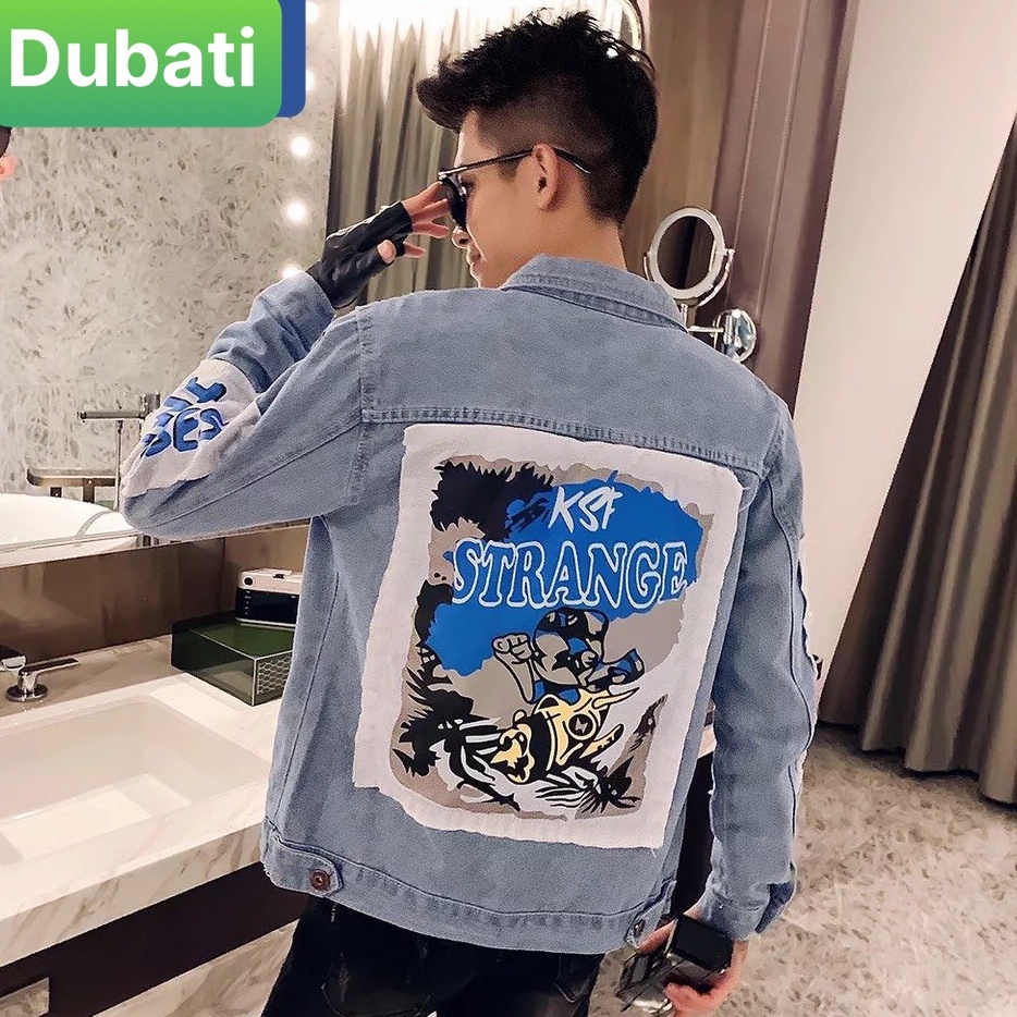 ÁO KHOÁC JEAN NAM CHỐNG NẮNG CHẤT BÒ CHỮ STRANG HÀN QUỐC CHẤT MEN NGẦU - DUBATI FASHION