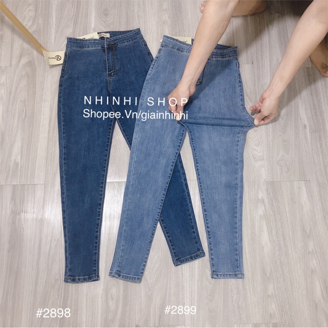 Quần jeans, Quần bò nữ cạp cao bazic chất siêu dãn QJ6801 - NhiNhiShop