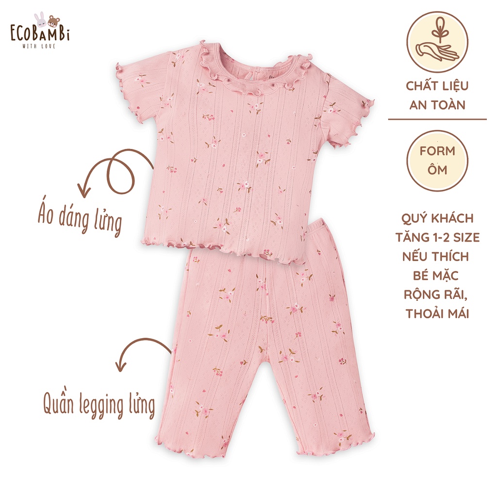 Bộ thun cotton thông hơi Tay Ngắn Bé Gái EcobambiWithLove
