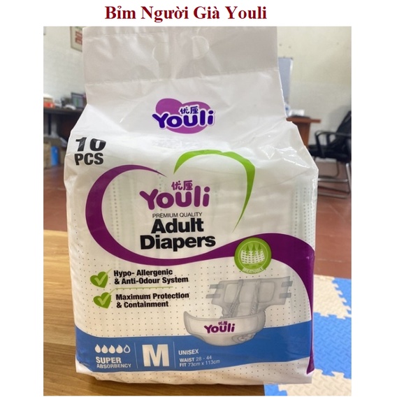 Tã/Bỉm Người Lớn Youli dán size M10/L10 cao cấp ( 10 miếng/túi)