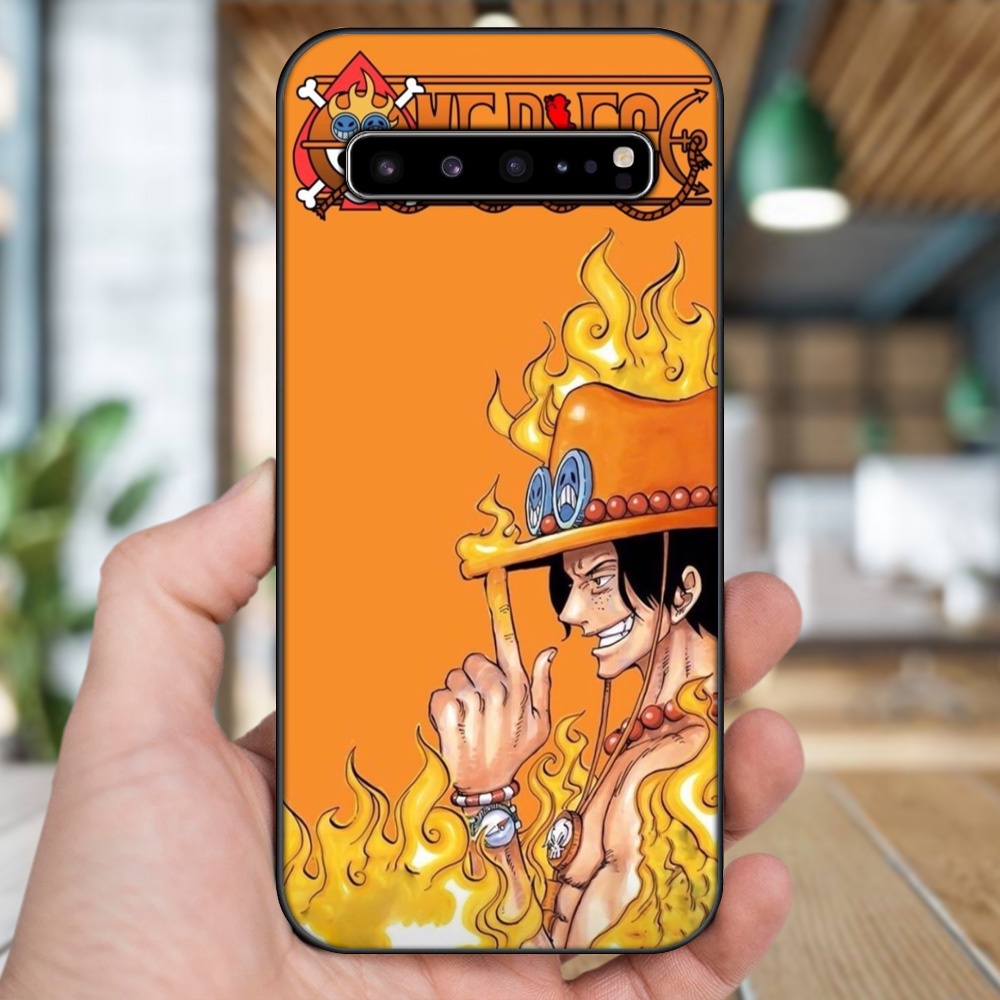 Ốp lưng Samsung S10, S10 5G, S10 Plus viền đen in hình Ace One Piece