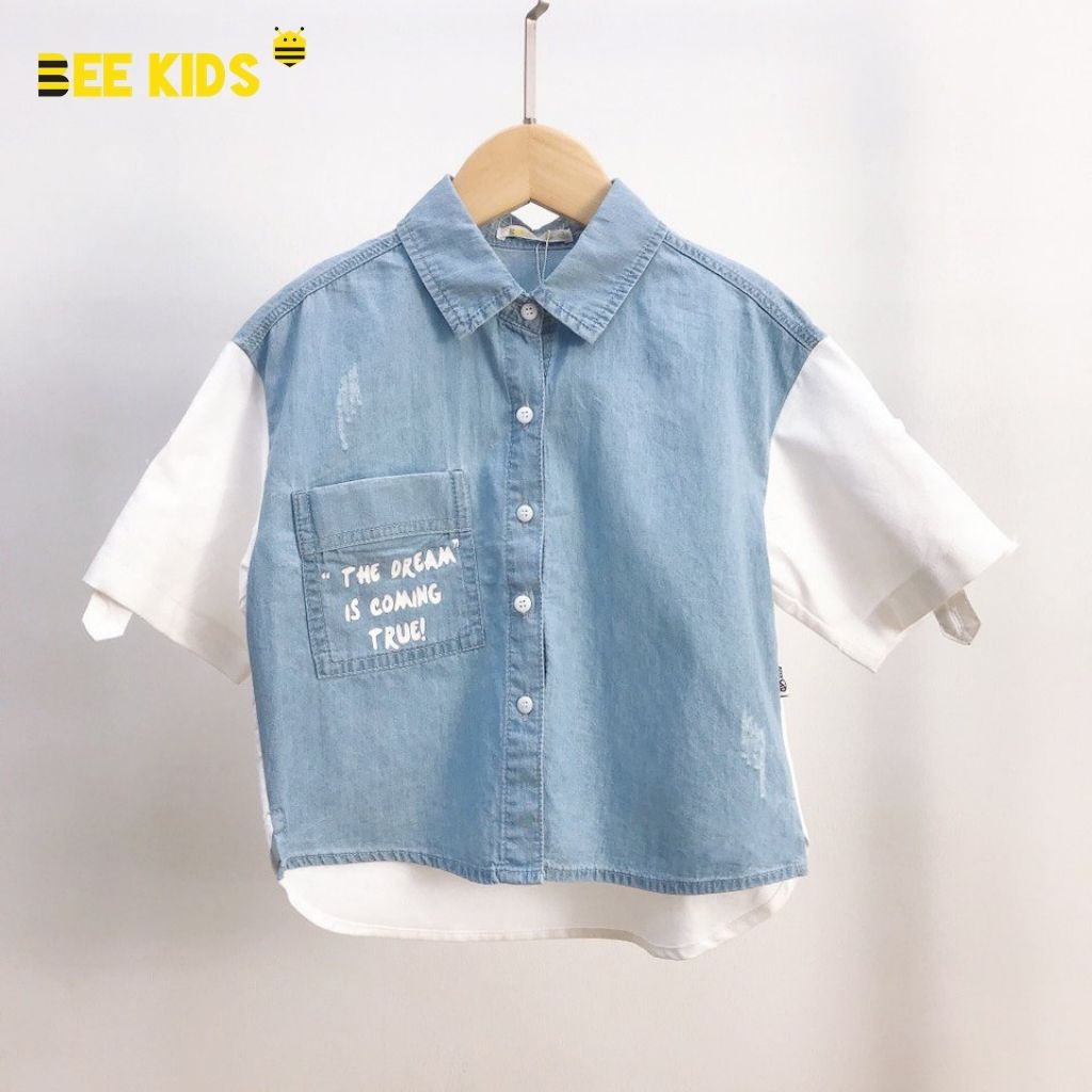 Áo Bò Bee Kids Dáng Thụng Phối Thô Đũi Tay Cho Bé Gái (2 - 12 tuổi) 7AJ01605CT