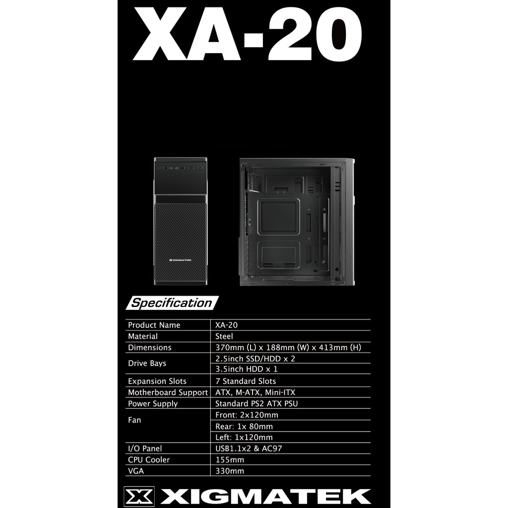 Vỏ case XIGMATEK XA-20 (EN46072) -full ATX chính hãng