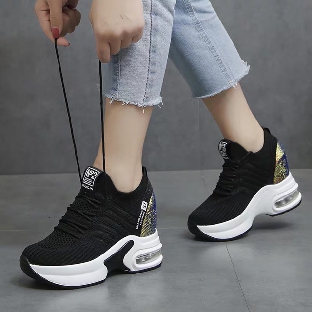 [ Sẵn 35 ] giày thể thao đế độn nữ cao cấp 8cm