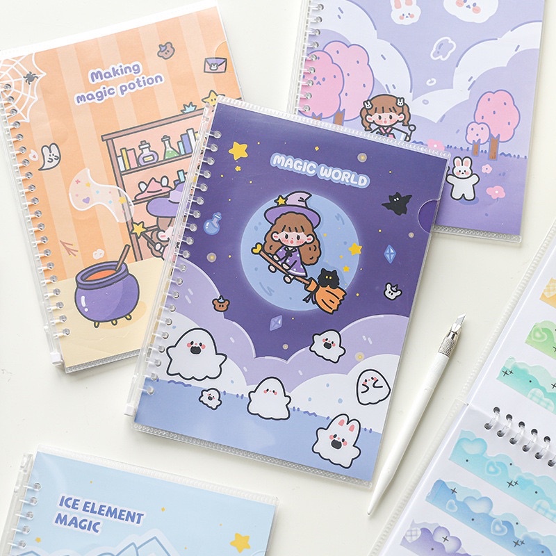 Sổ Chiết Sticker Washi 30 Tờ Size A5 Bìa Bọc PVC Chống Thấm Nước Hình Cô Gái Dễ Thương Nhiều Màu Sắc Mẫu 2022