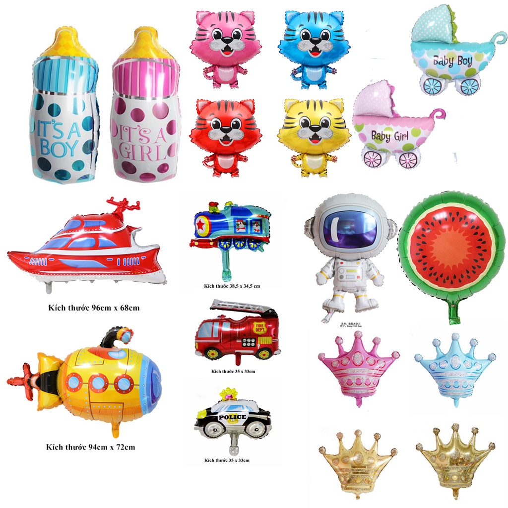 Bóng Trang Trí Hình Các Con Thú Siêu Đáng Yêu trang trí sinh nhật thôi nôi cho bé