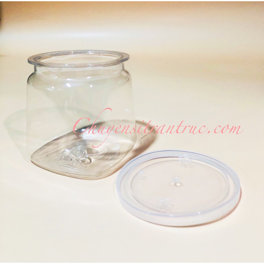 Combo 10/20/40/50 Hủ Nhựa Sữa Chua Đáy Vuông Trong Suốt 120ml KÈM nắp