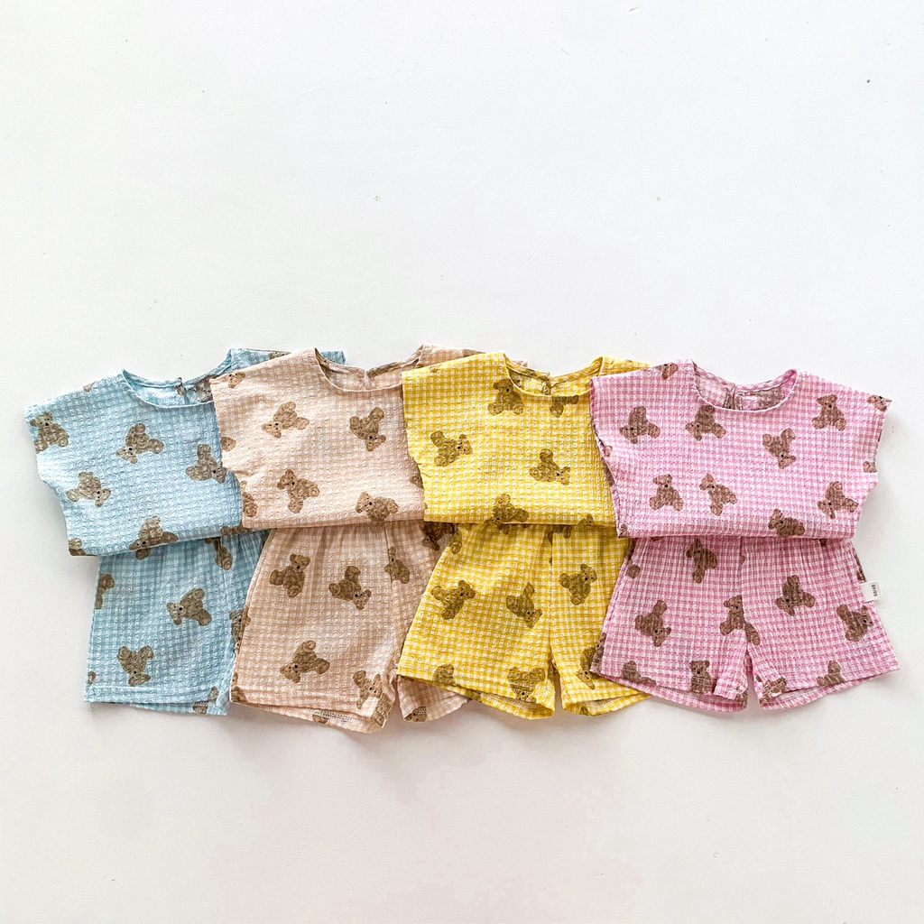 Set áo sơ mi sát nách kèm quần short thời trang mùa hè cho trẻ nhỏ