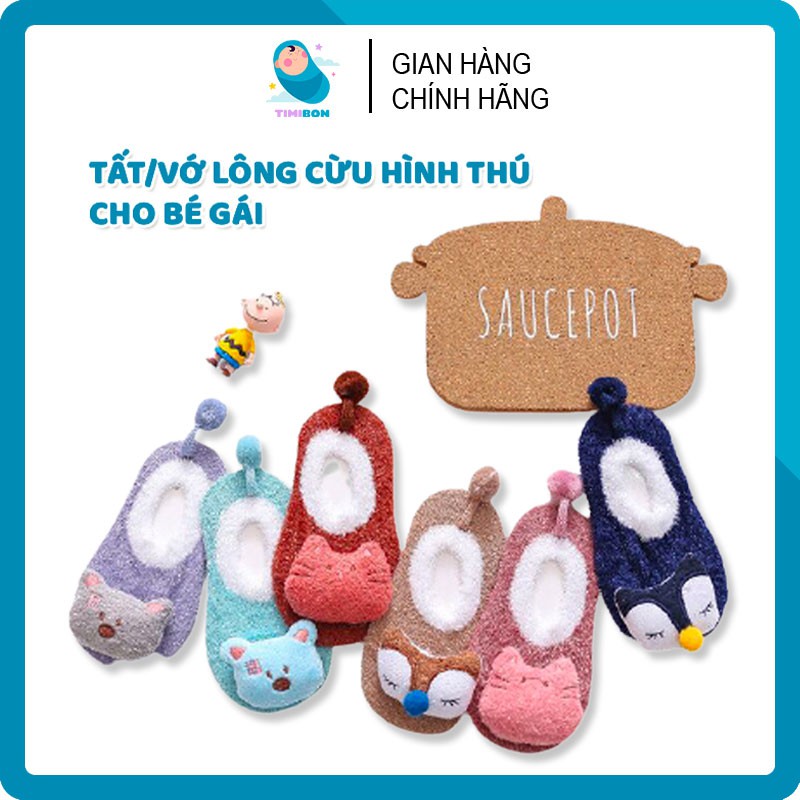 Tất/Vớ Lông Cừu Chống Trượt Hình Thú Siêu Yêu Cho Bé Gái Timibon - [TAT03]