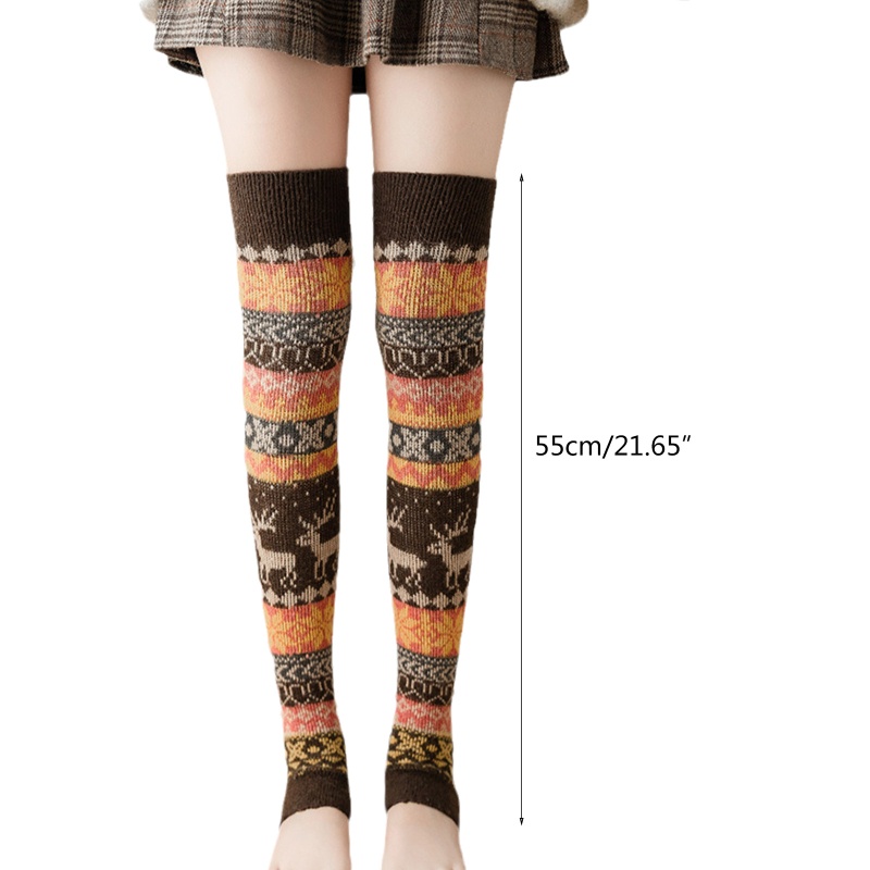 Tất Dệt Kim Giữ Ấm Chân Họa Tiết Bông Tuyết Xinh Xắn Cho Nữ