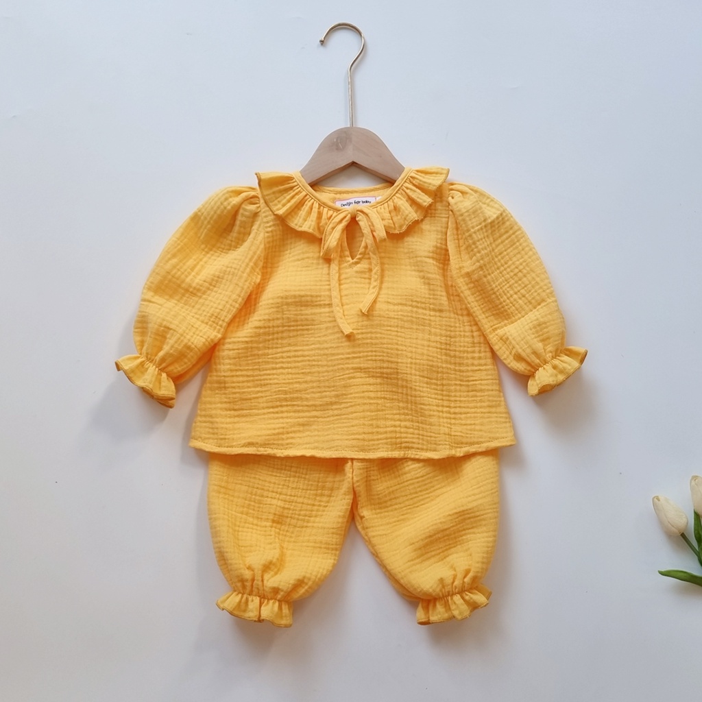 Đồ bộ cho bé gái thu đông tay dài từ sơ sinh tới 13kg