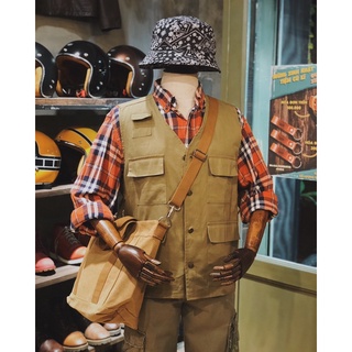 Áo gile kaki khoác mỏng phong cách retro vintage Tiệm Cũ Kĩ