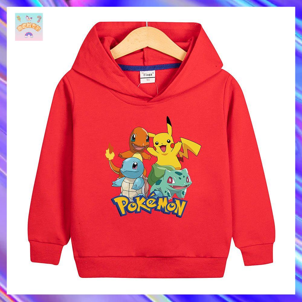 Áo Hoodie Tay Dài Dáng Rộng In Hoạt Hình Pokemon Pokémon Thời Trang Thu Đông 2022 Cho Bé