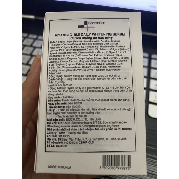 [ HÀNG NHẬP KHẨU] Serum B5 GoodnDoc B5 Hydra Dưỡng Ẩm Phục Hồi làm trắng da, cấp nước