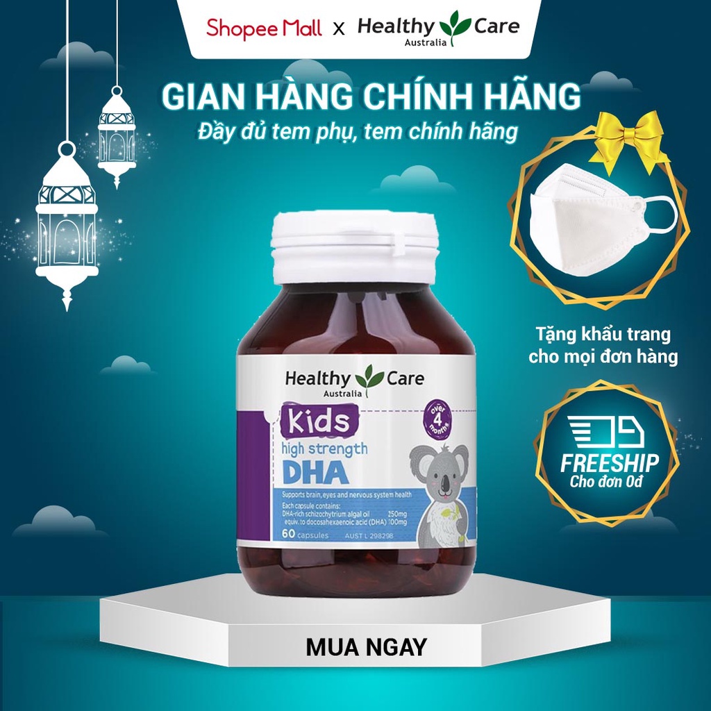 Viên Uống Bổ Sung Dưỡng Chất Cho Bé Healthy Care High Strength DHA 60 Viên