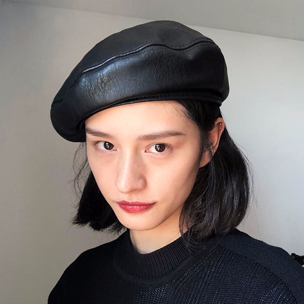 Mũ Beret Da Pu Giữ Ấm Mùa Thu Đông Phong Cách Hàn Quốc Cho Nữ