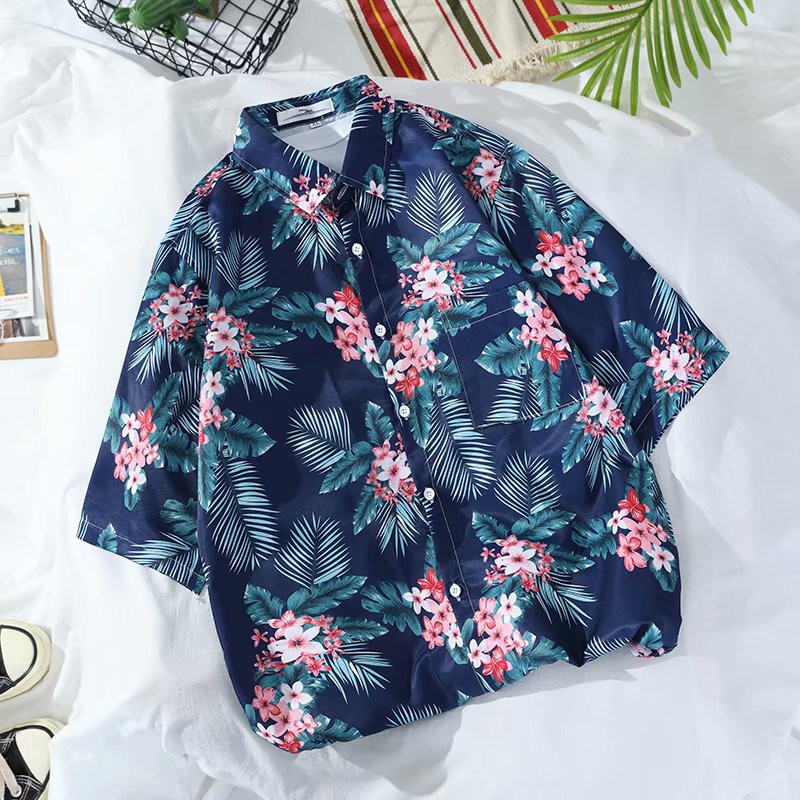 Summer Fashion Floral Print Short Sleeve Shirt For Men