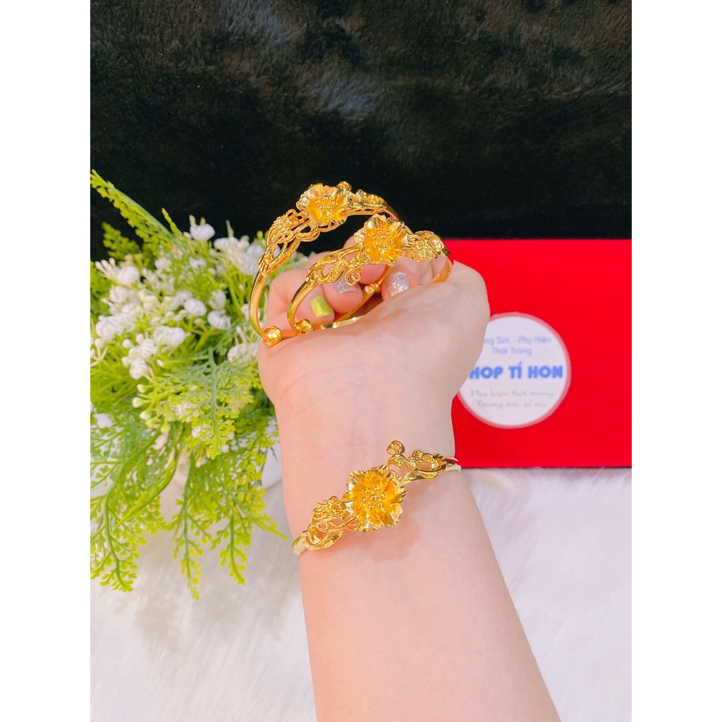Vòng tay hoa mai mạ vàng 24k cao cấp mẫu mới về ( vòng tay có thể điều chỉnh size )