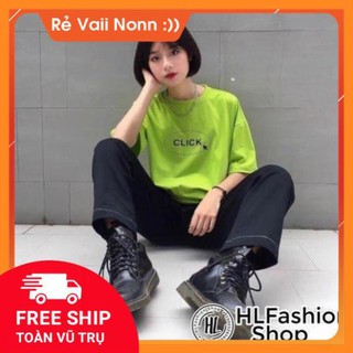 [THUN THÁI-GIẢM 50%]  Áo Thun Tay Lỡ CLICK xanh lá chuối siêu xinh - form rộng