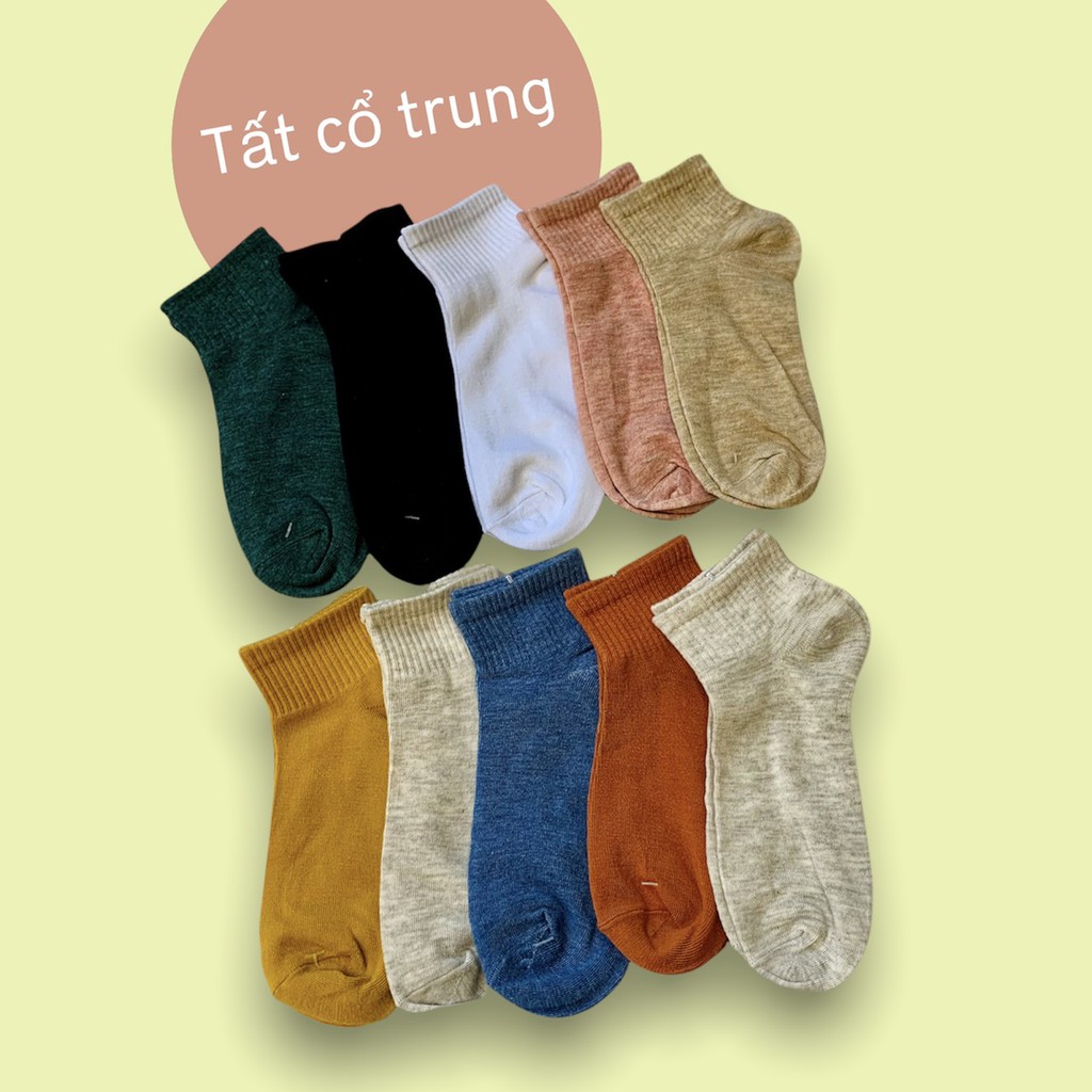 Lố 5 Tất nữ cotton cổ qua mắt cá chân màu muối tiêu