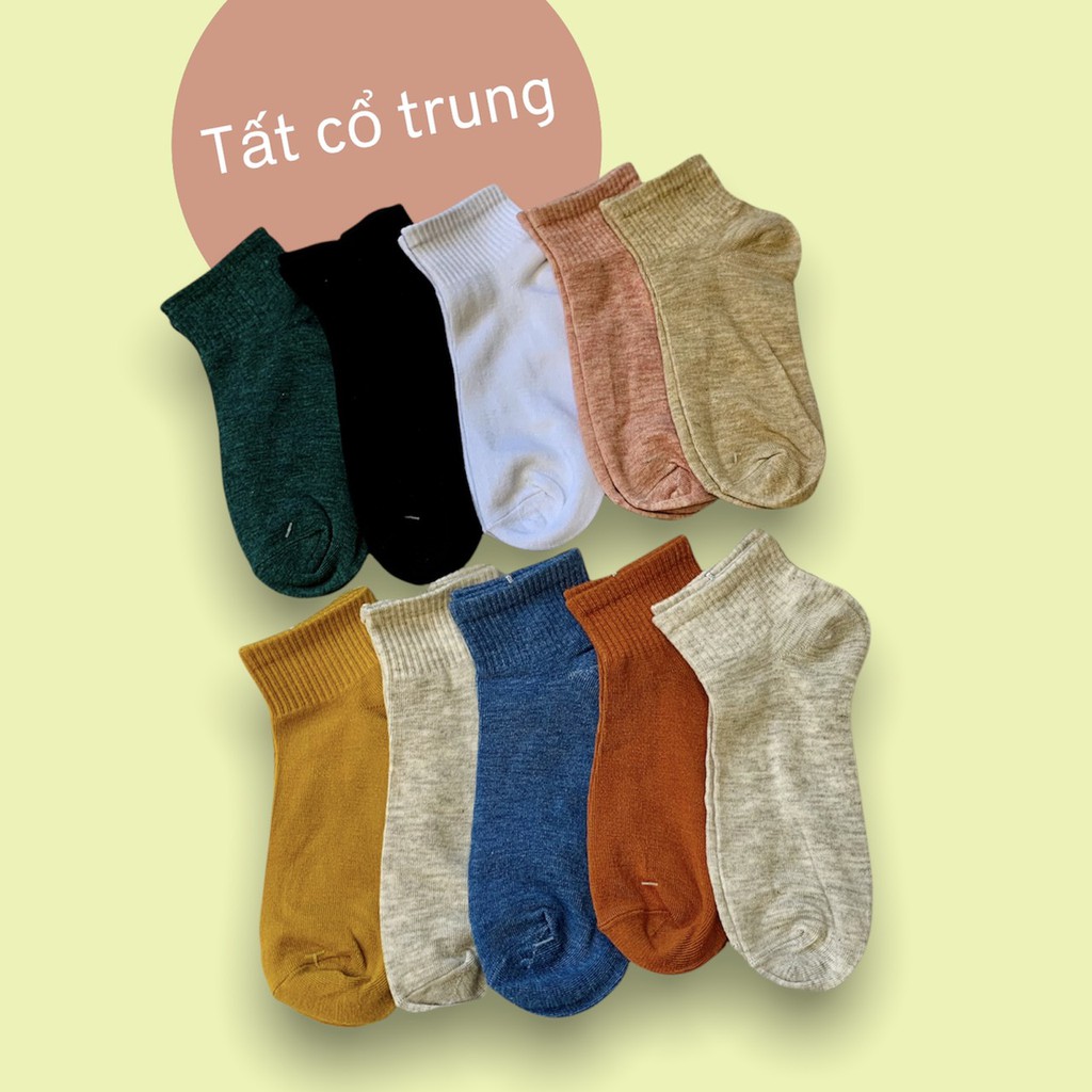 ❤ Lố 5 Tất nữ cotton cổ qua mắt cá chân màu muối tiêu