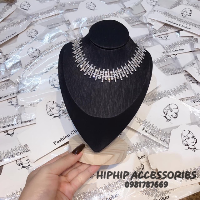 Vòng cổ/Chocker răng cưa đính FULL đá cao cấp sang chảnh siêu xinh